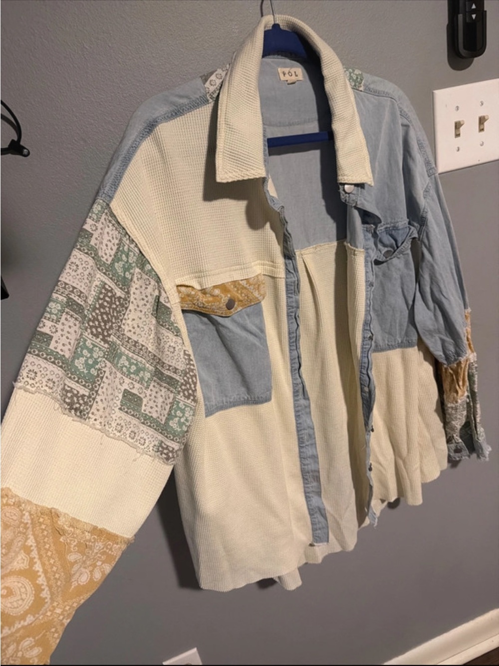 POL Boho Patchwork Cream & Light Blue